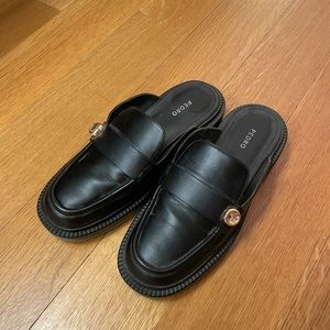 Love these Pedro slide on loafers with their gold button detailing!